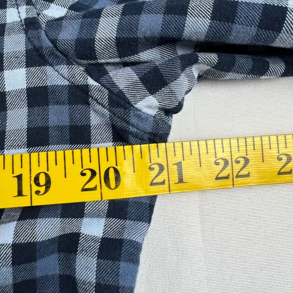 Banana Republic Blue Plaid Lux Flannel Grant Fit Cotton Button Down Fall Winter
